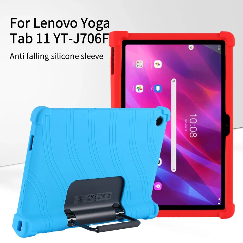 Силиконовый чехол для Lenovo yoga tab 11 Soft с регулируемой подставкой и противоударными утолщенными уголками. 1