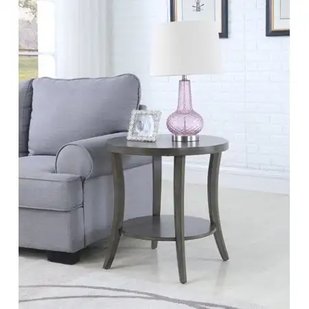 Современный Торцевой столик с Овальной Полкой Серого цвета 2