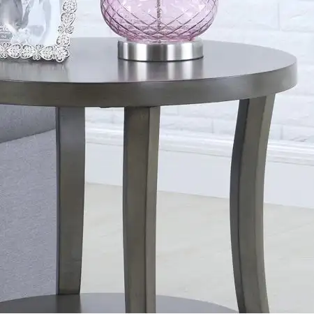 Современный Торцевой столик с Овальной Полкой Серого цвета 3