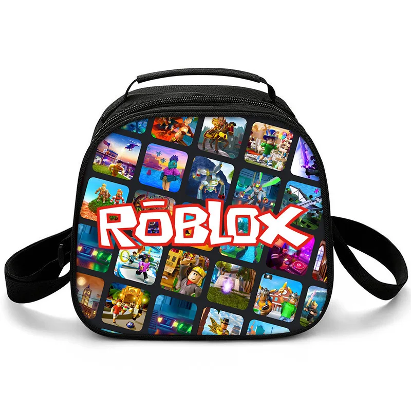 Сумка для ланча Roblox, сумка для пикника для учащихся начальной школы, Круглая сумка для льда, Сумка для еды с принтом Roblox, Переносная Мультяшная сумка для еды 3