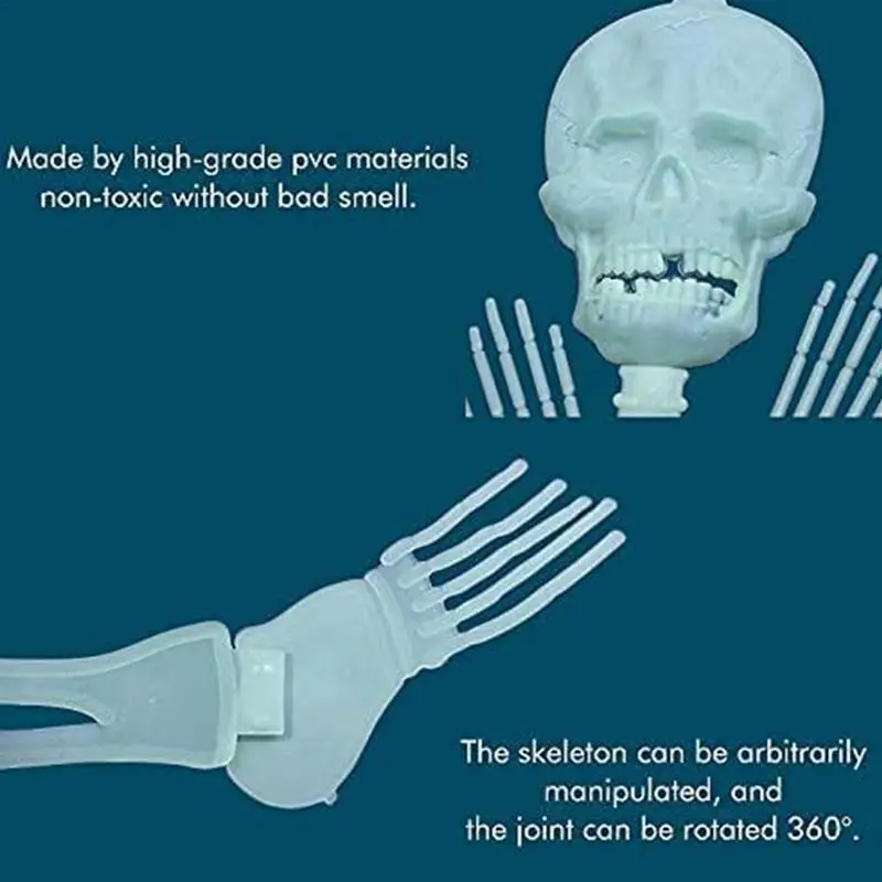 Украшение со светящимся скелетом на Хэллоуин, пластиковый скелет ужасов из костей, для украшения Дома с привидениями на кладбище на Хэллоуин 4