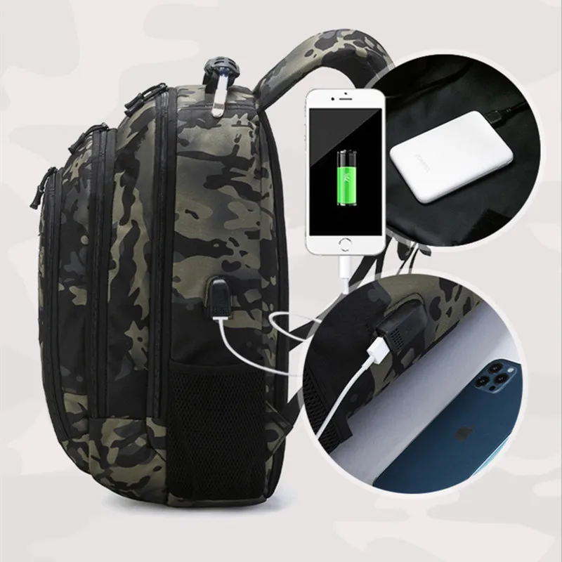 Уличные Военные Рюкзаки, Тактический рюкзак, Нейлоновый Водонепроницаемый USB-зарядка, Мужские Дорожные сумки, Спортивный Походный Рюкзак для Рыбалки, Mochila 1