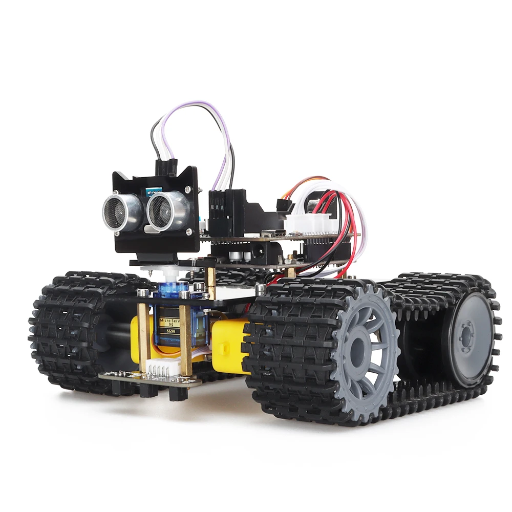 Умный Робот-танк Комплектные Комплекты для Программирования Arduino DIY Обновленная версия для обучения STEM Многофункциональный комплект с кодами 0
