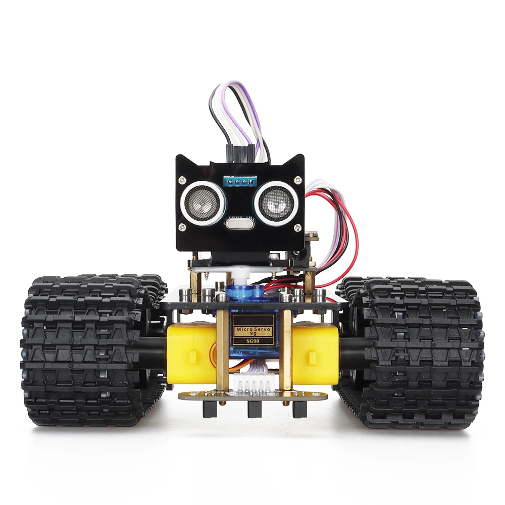 Умный Робот-танк Комплектные Комплекты для Программирования Arduino DIY Обновленная версия для обучения STEM Многофункциональный комплект с кодами 1