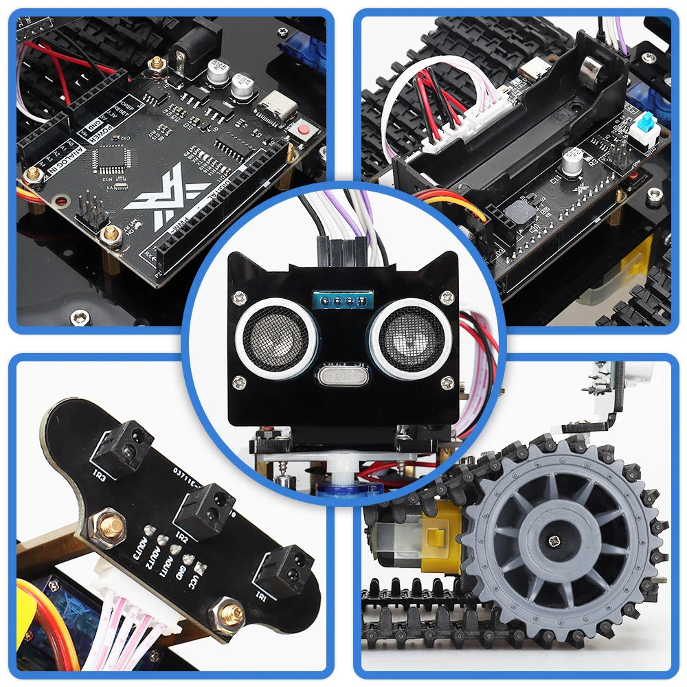 Умный Робот-танк Комплектные Комплекты для Программирования Arduino DIY Обновленная версия для обучения STEM Многофункциональный комплект с кодами 4