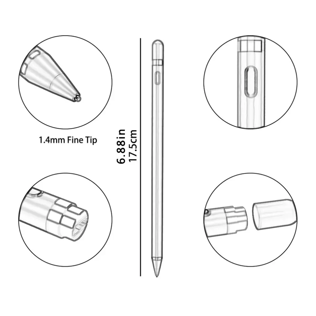 Универсальная Емкостная Ручка с сенсорным экраном Stlus Smart Pen для системы IOS/Android Apple iPad Phone Smart Pen Стилус Карандаш Сенсорная Ручка 5