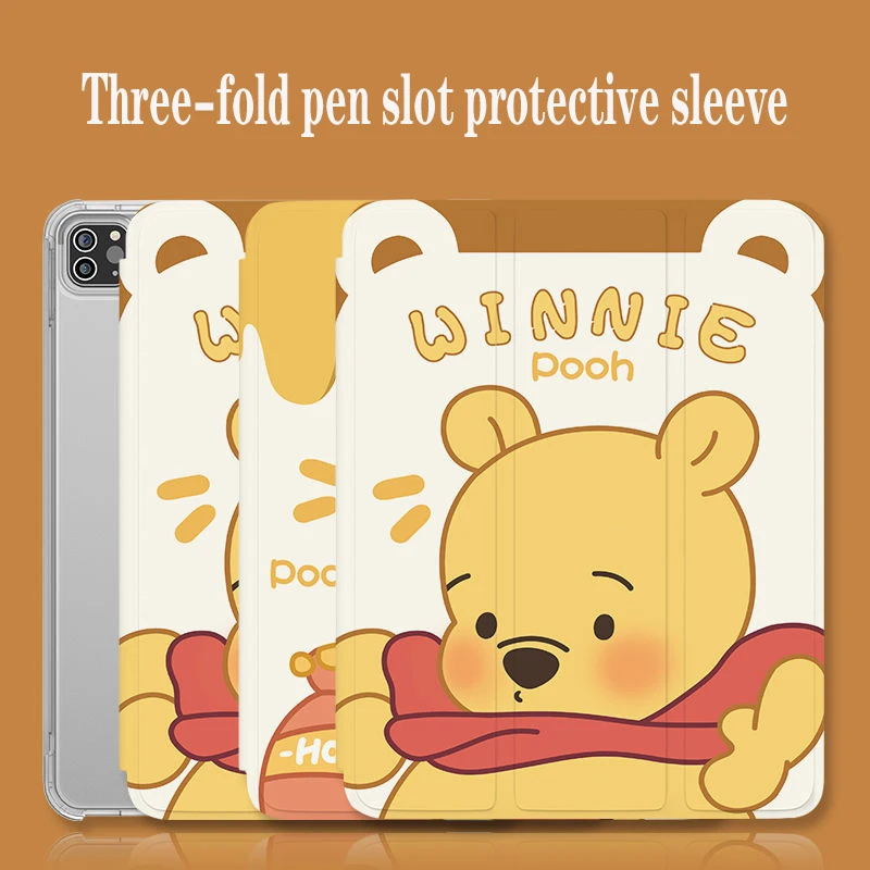 Чехол для планшета Disney Winnie the Pooh для iPad Air 1 2 3 Mini 4 5 6 iPad Pro 2021 2022 12,9 дюйма с трехстворчатым гнездом для ручки, Защитный чехол 2