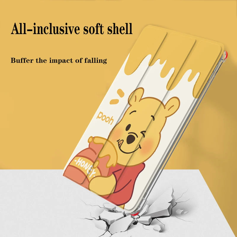 Чехол для планшета Disney Winnie the Pooh для iPad Air 1 2 3 Mini 4 5 6 iPad Pro 2021 2022 12,9 дюйма с трехстворчатым гнездом для ручки, Защитный чехол 5