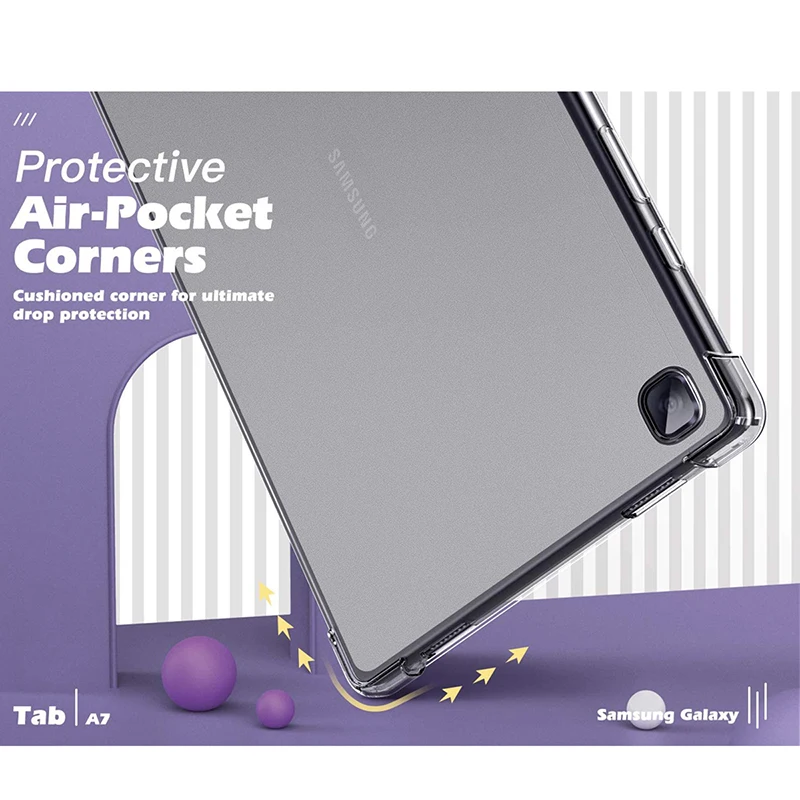 Чехол для планшета Samsung Galaxy Tab A7 10,4 Дюйма 2020, Прозрачный Мягкий гибкий защитный чехол из ТПУ для Samsung Tab SM-T500 3