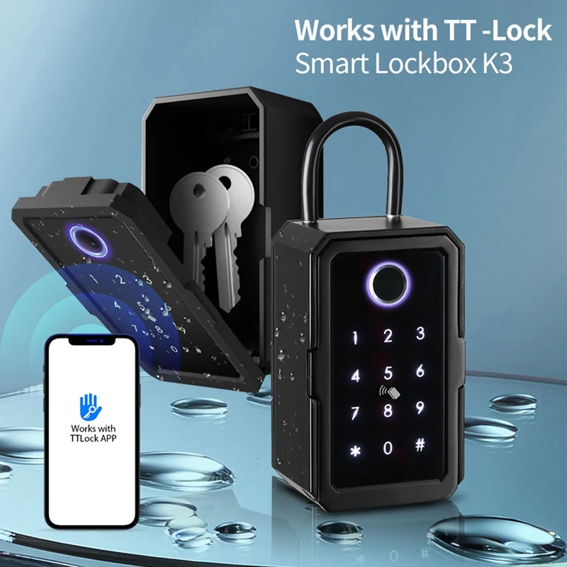 Шкаф для ключей с кодом, сейф для ключей на улице/в помещении, сейф для ключей с отпечатками пальцев для дома/гаража/офиса (Bluetooth) 3