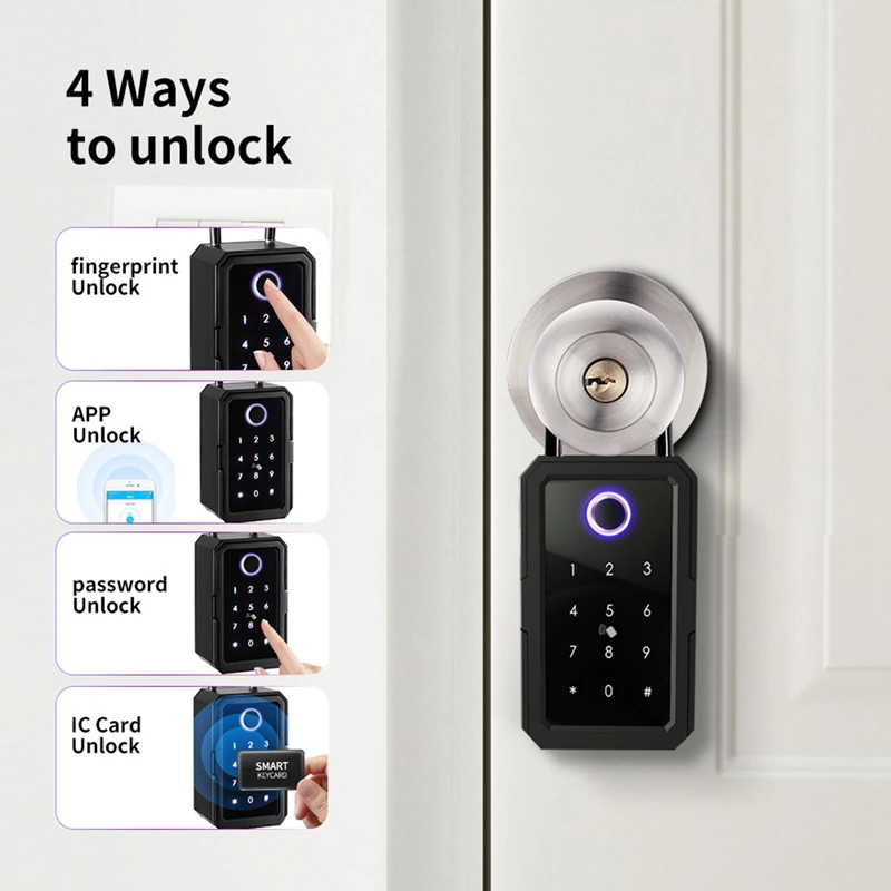 Шкаф для ключей с кодом, сейф для ключей на улице/в помещении, сейф для ключей с отпечатками пальцев для дома/гаража/офиса (Bluetooth) 4