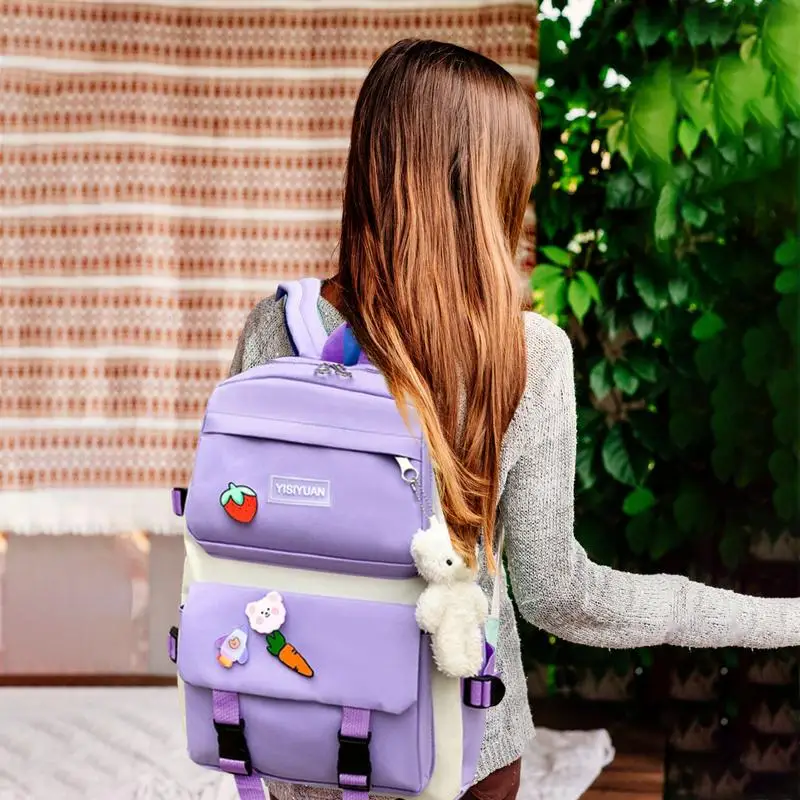 Школьный рюкзак для девочек-подростков 5-в-1, школьные сумки для книг, комбинированные, включая рюкзак, чехол для карандашей, небольшую сумку для хранения, маленькую сумочку 2
