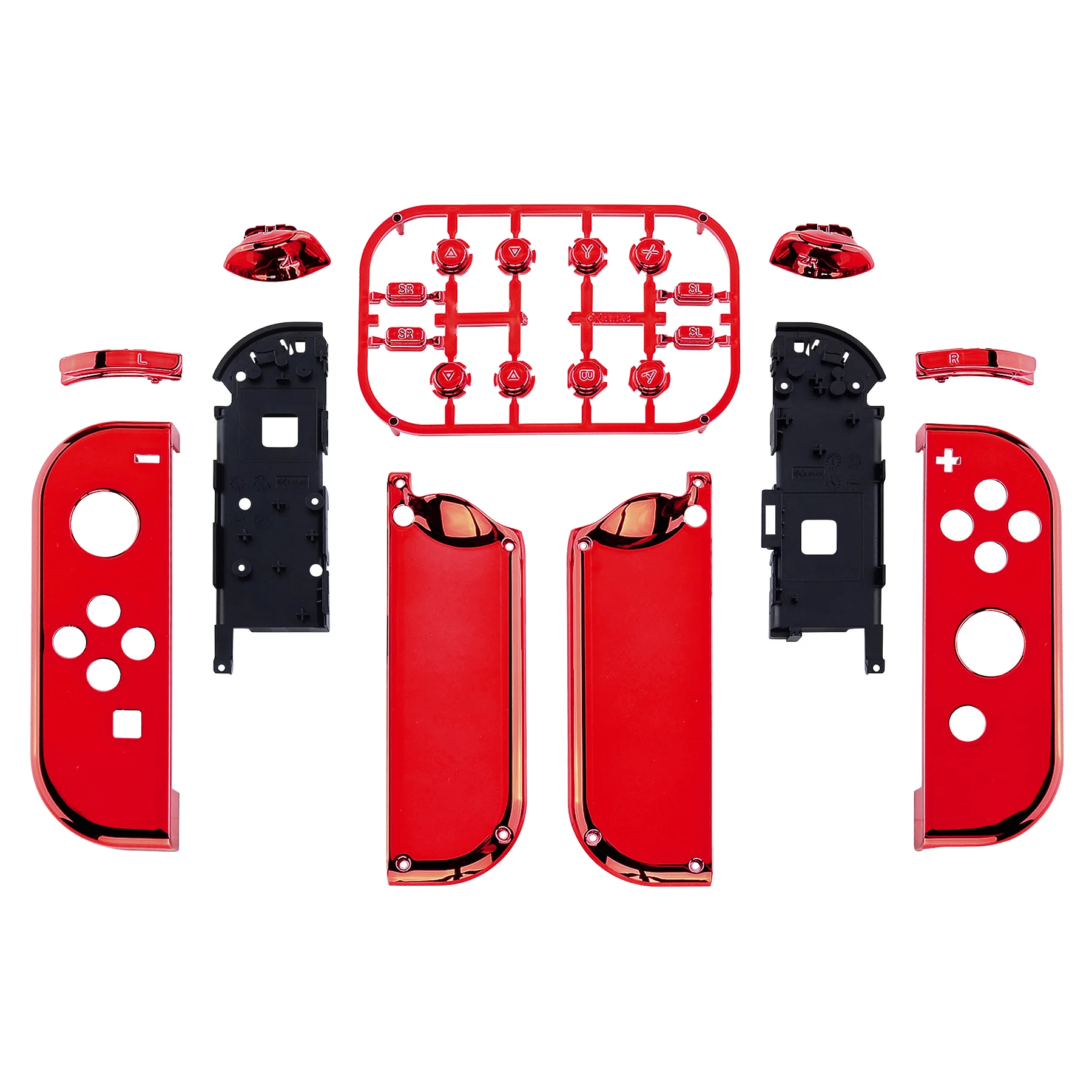 Экстремальный Пользовательский Хромированный красный чехол для корпуса контроллера с полным набором кнопок для NS Switch & OLED Switch JoyCon 1