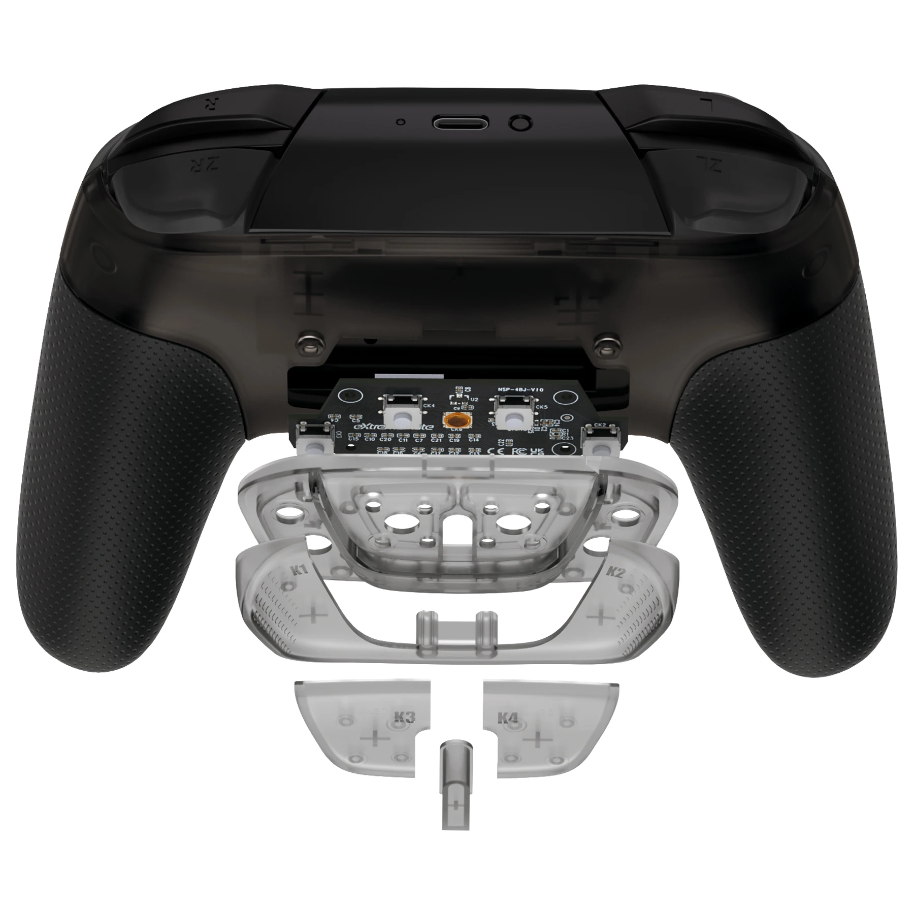 Экстремальный прозрачный Черный программируемый комплект RISE4 для переназначения контроллера Nintendo Switch Pro, плата обновления задней оболочки и кнопок возврата 5