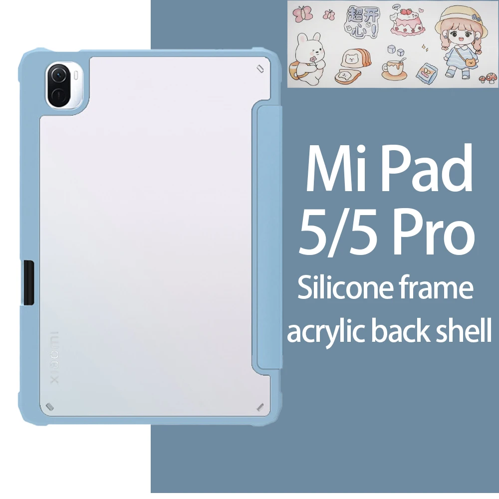 для чехла для планшета Xiaomi Pad 5 Pro Прозрачная крышка с держателем карандаша для 2021 MiPad 5 Чехол 11 дюймов с функцией автоматического пробуждения 0