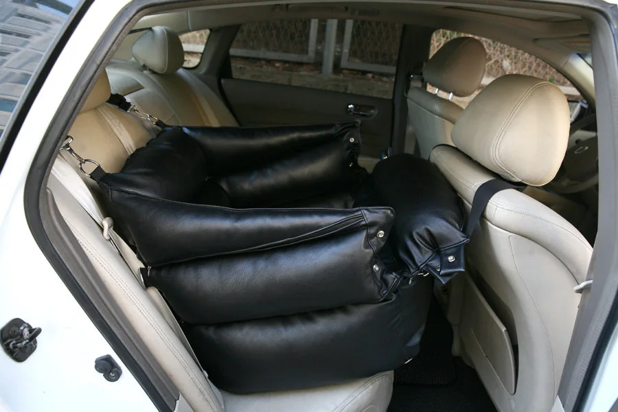 кожаный автомобильный диван для собак с рекламной водонепроницаемой внешней туристической складной подставкой 4